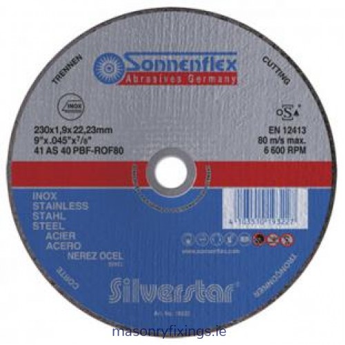 230 x 1.9 x 22.23mm Stainless Steel Cutting Disc AS 60